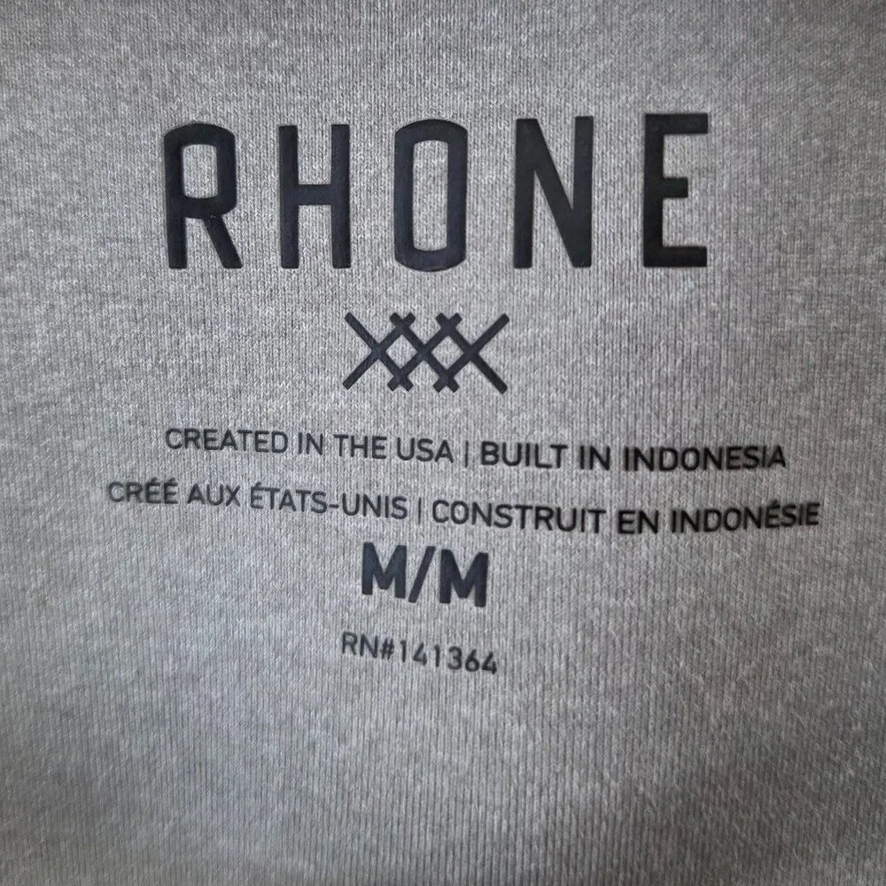 Rhone Long Sleeve Mens Tee Size M Gray White Performance Activewear Shirt - Picture 4 of 6